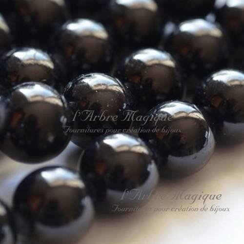 Perles en verre couleur noir diamètre 10 mm vendu par 10