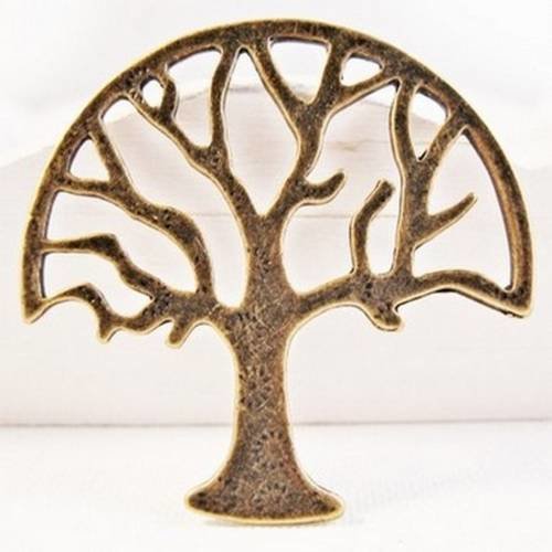 Grand pendentif l'arbre x 1 métal couleur laiton bronze