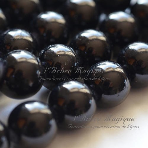 Perles en verre couleur noir diamètre 14 mm vendu par 10
