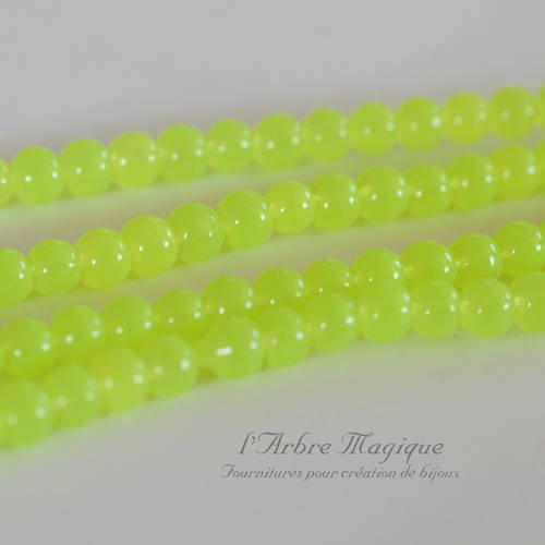 Perles en verre couleur jaune/vert diamètre 4 mm vendu par 10