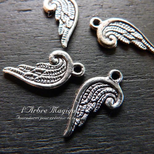 Breloque petites ailes d’ange argenté x 10 