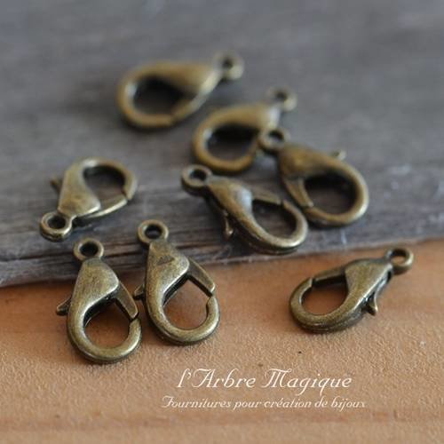 Mousquetons fermoirs bronze12 mm x 10 