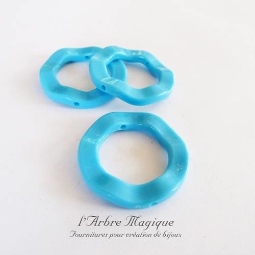 Perle rondelle colorée bleu acrylique 