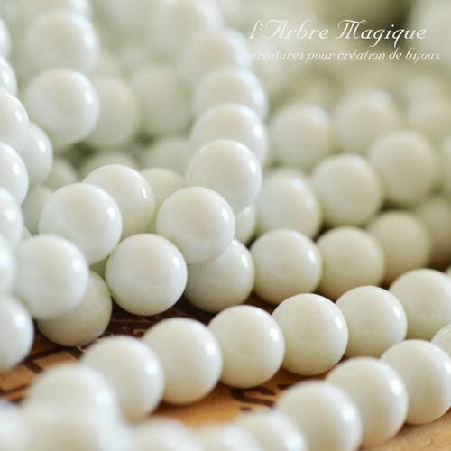 10 perles en verre ronde 10 mm blanche 
