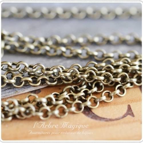 Chaîne fantaisie bronze roll maillon 4 mm on vendu au mètre 