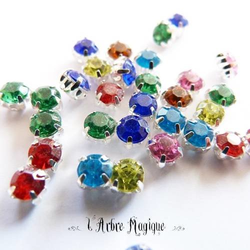 Perles strass synthétique multicouleur x 50