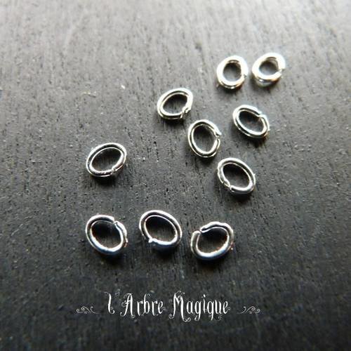 20 anneaux ovales métal argenté dimension 3x4 mm 