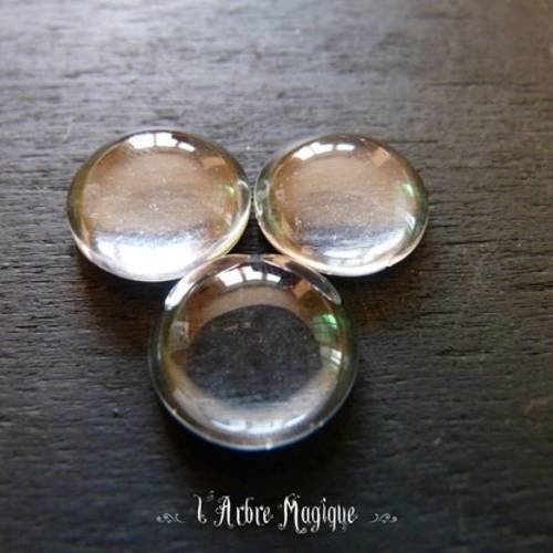 Cabochon en verre rond 14 mm x10