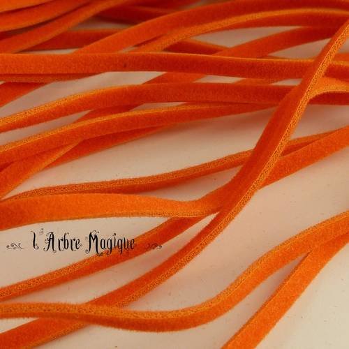 1 mètre de cordon suédine, imitant le daim couleur orange 3 mm 