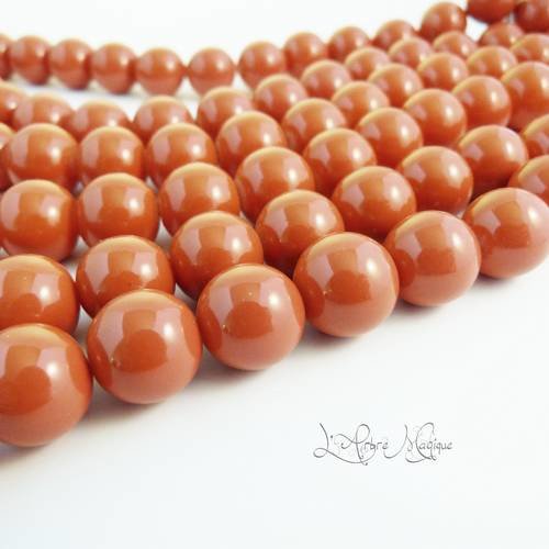 5 perles en verre ronde 14 mm orange