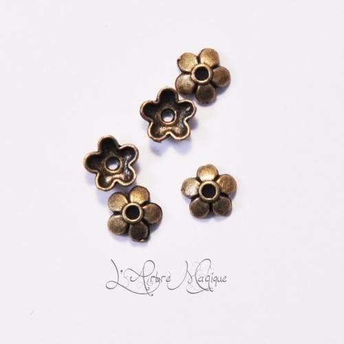 10 calottes mini fleur bronze