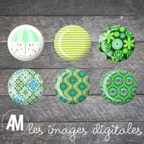 72 images digitales rondes, couleur verte, vert, maroc, mosaique maroccaine, florale, parapluie, marinière