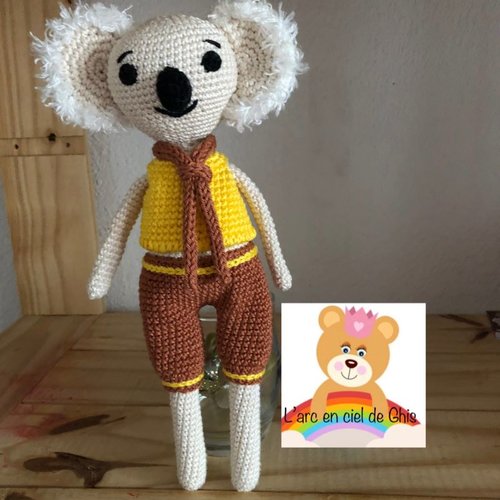 Peluche koala en crochet fait main en france, doudou un joli cadeau de naissance ou déco de chambre bébé