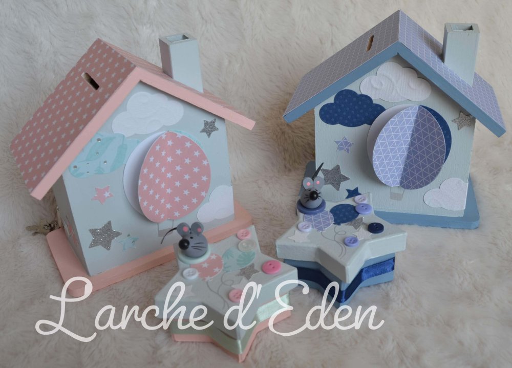 Tirelire Maison Tirelire Enfant Boite A Dents Cadeau Naissance Decoration Montgolfiere Un Grand Marche