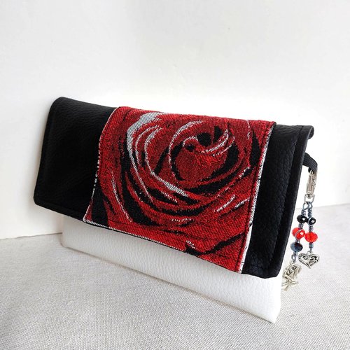 Mini pochette romantique rose rouge coeur faite main l' arche de jessica