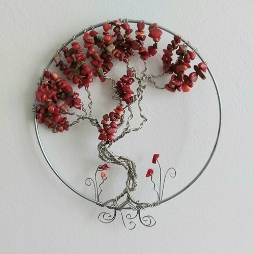 Arbre de vie érable rouge corail jaspe fait main l' arche de jessica
