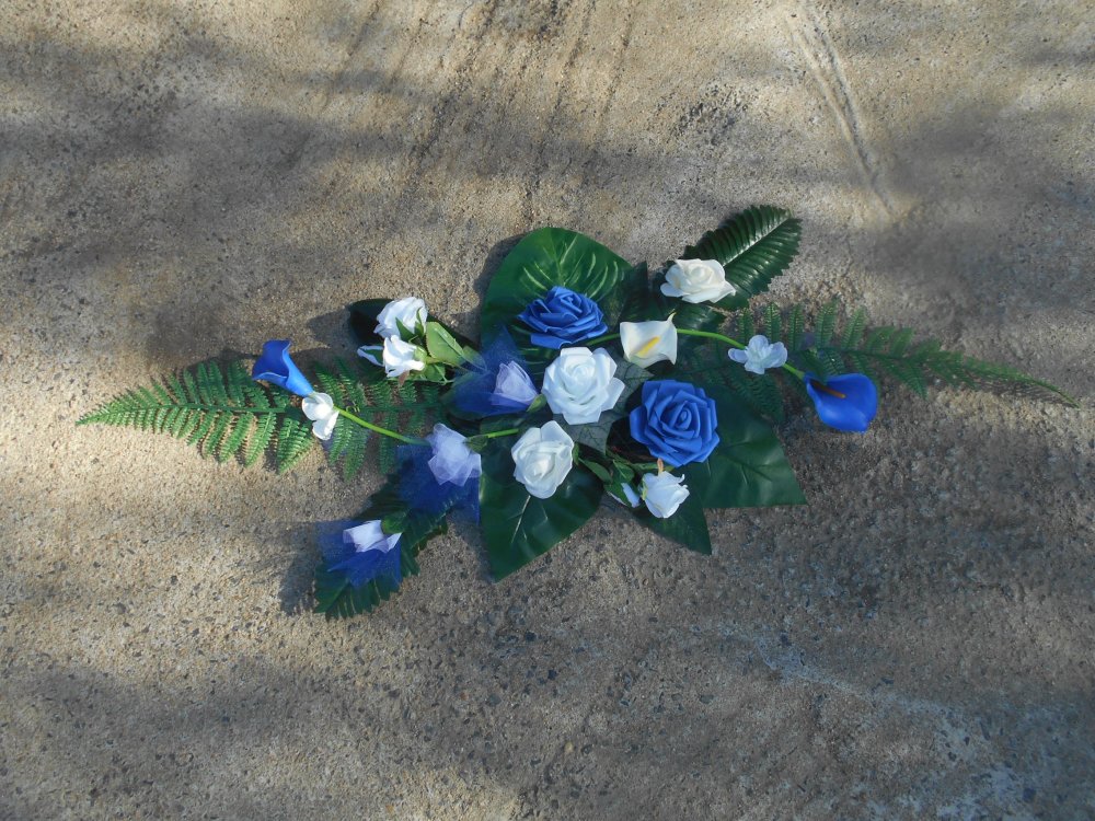 Décoration de voiture pour mariage - bleu roi et blanc - Un grand