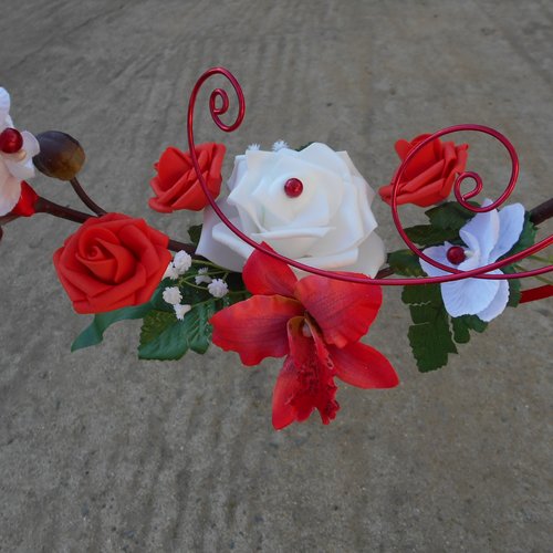 Bouquet de demoiselle d'honneur rouge et  blanc