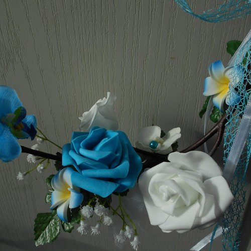 Bouquet de demoiselle d'honneur turquoise et blanc - mariage