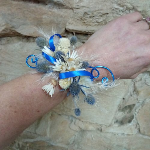 Bracelet fleurie en fleurs séchées naturelles - mariage - "morgane"
