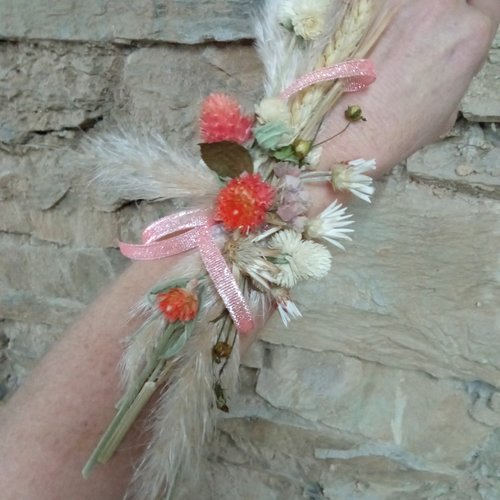 Bracelet fleurie en fleurs séchées naturelles - mariage - "lily"