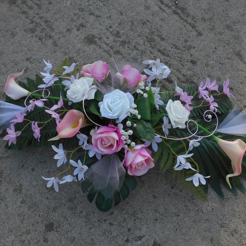 Centre de table de 70cm rose pâle et blanc - mariage - fleurs artificielles