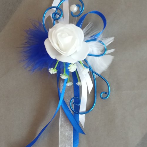 Broche remonte traîne - bleu roi - mariage