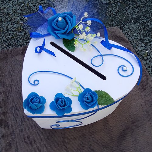 Urne pour mariage - cœur bleu foncé