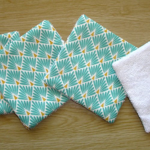 Lingettes démaquillantes lavables en coton et éponge de bambou / vendue à l'unité / femme ou bébé / art déco