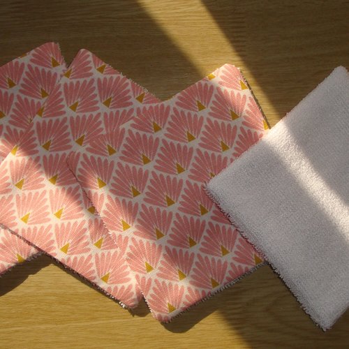 Lingettes démaquillantes lavables en coton et éponge de bambou / vendue à l'unité / femme ou bébé / art déco