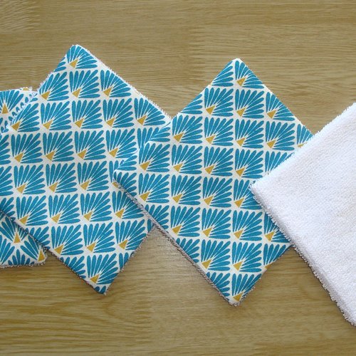 Lingettes démaquillantes lavables en coton et éponge de bambou / vendue à l'unité / femme ou bébé / art déco