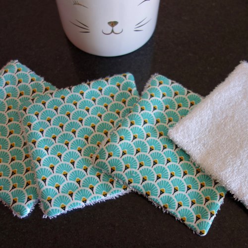 Lingettes démaquillantes lavables en coton et éponge de bambou / vendue à l'unité / femme ou bébé / éventails