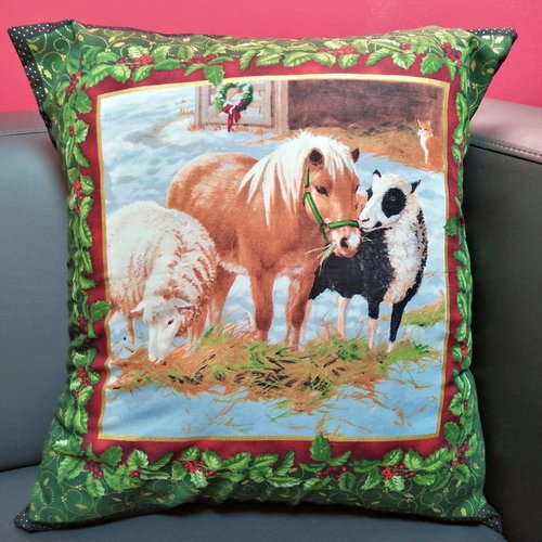 Taies d'oreiller "chevaux de noël" v2, 45x45cm, 16'x16', décoration de canapé, décoration de noël, animaux de la ferme, mouton