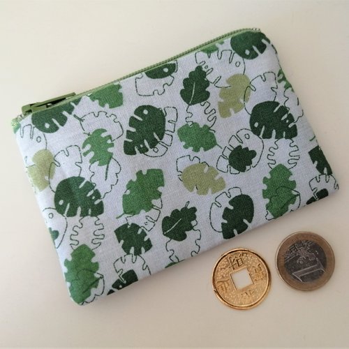 Petit porte-monnaie de poche / accessoires de sac à main / style feuilles vertes / cadeau pour elle / petite trousse / étui