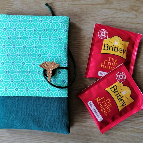 Porte sachet de thé etoile asanoha vert pour infirmière / caducée / pochette / organiseur / rangement de thé