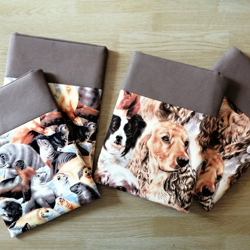 Housse de transport de livre animaux réalistes / protège livres / pochette protection / différentes tailles / housse moletonnée