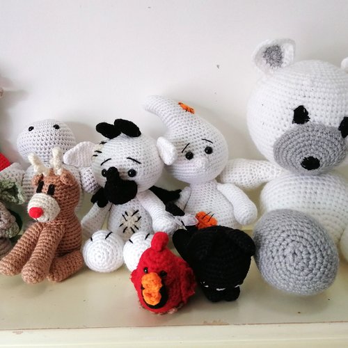 Animaux au crochet amigurumi fait main, peluche de noël, cadeau de baby shower, décoration de chambre d'enfant décor d'halloween chat