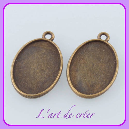 5 support cabochon ovale couleur bronze - pour cabochon 18 x 13 mm 