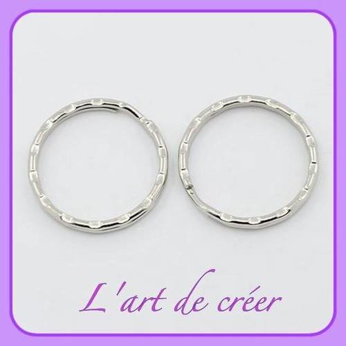 10 anneaux doubles pour porte clés , diamètre 25mm , couleur argent , argenté 