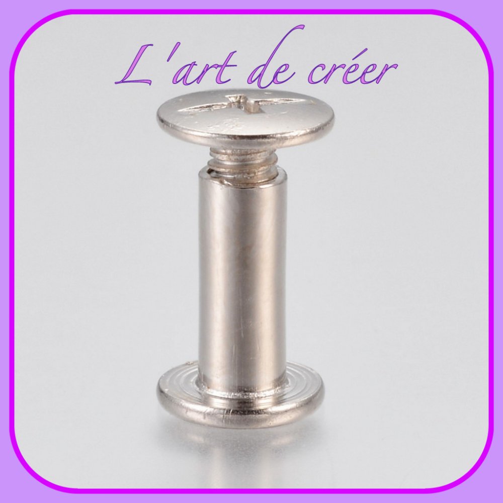 Rivets à visser en fer , 13,5 x 9 mm, bouton: 5 mm , couleur argent ,  argenté - Un grand marché