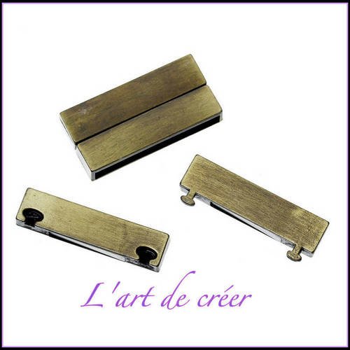 1 x fermoir manchette  magnétique , aimanté , rectangle bronze antique 38 mm  x 18 mm 