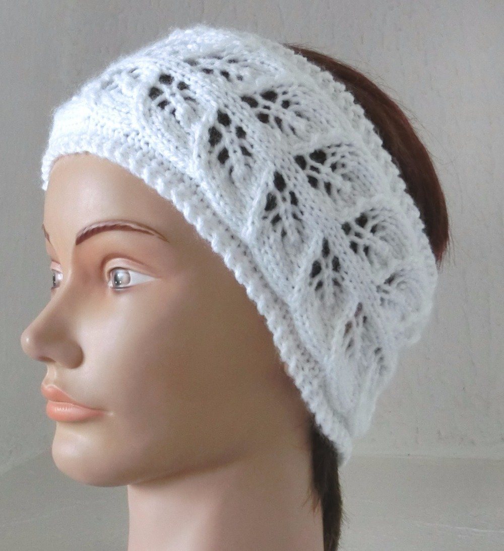 Bandeau, headband, serre tête, femme, fille, en laine, blanc