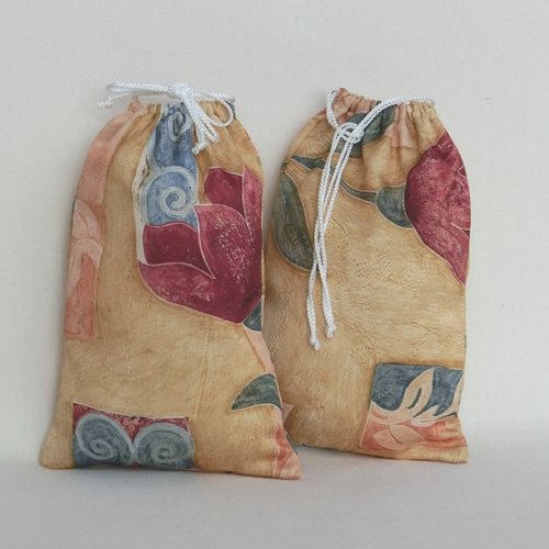 Duo de 2 sacs à vrac réutilisable zéro déchet, sac alimentaire, pochon en tissu d'ameublement, cadeau femme fête des mères