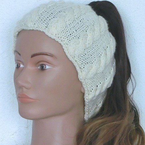 Bandeau tube pour cheveux longs, headband en laine, femme, tricot à  torsades, accessoire cheveux, mode automne hiver