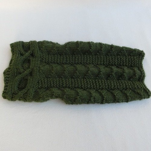 Manteau Pour Petit Chien Pinscher Chihuahua Yorkshire Vêtement Mode Hiver Animaux Tricoté Main En Laine Vert Kaki