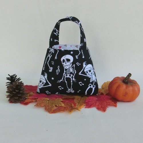 Petit sac à bonbons d' halloween, tissu coton squelette, sac à main pour enfant fille de 2 ans, accessoire décoration halloween