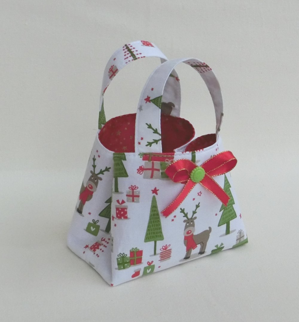 Sac à main pour petite fille jusque 3 ans, tissu coton renne, panier à