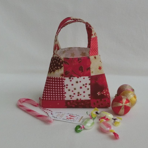 Panière à chocolats ou bonbons, panier en tissu motif de noël, emballage petit cadeau de fête de fin d'année, décoration de table