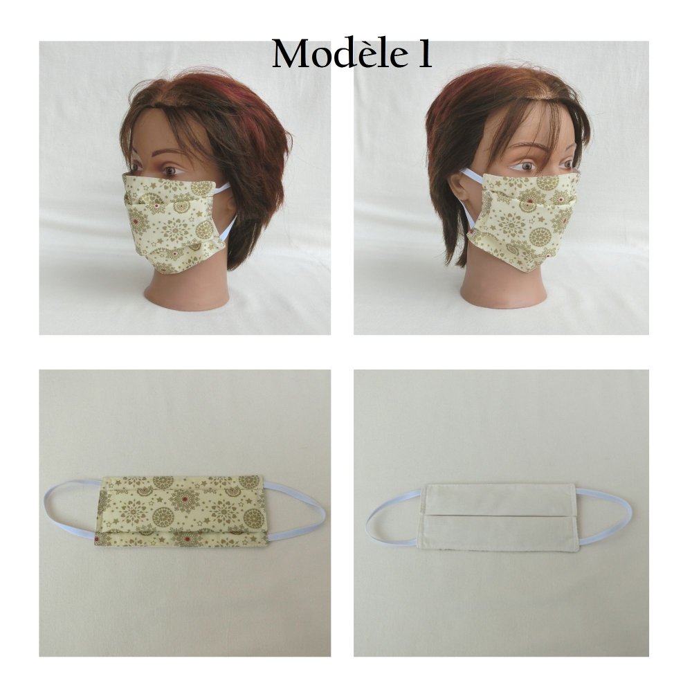 Pochette en tissu pour rangement de masque, motifs graphiques