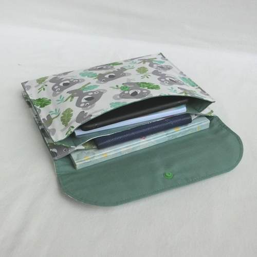 Trousse porte documents avec 3 poches, tissu koala, pochette organisation rangement accessoires carnet et crayons enfant